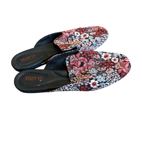 Born Ingah Backless Slides Mules Flats Tapestry Floral Comfort Size 10 Women's - Picture 2 of 10